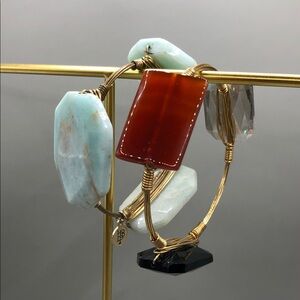 Bourbon and Bowties Chunky Amazonite Wire Bangle + Free Mixed Style Bracelet